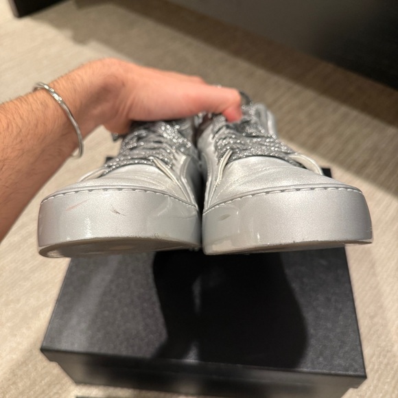 *SOLD* Chanel Men Silver Mid-Top Metallic Sneakers - Picture 6 of 17